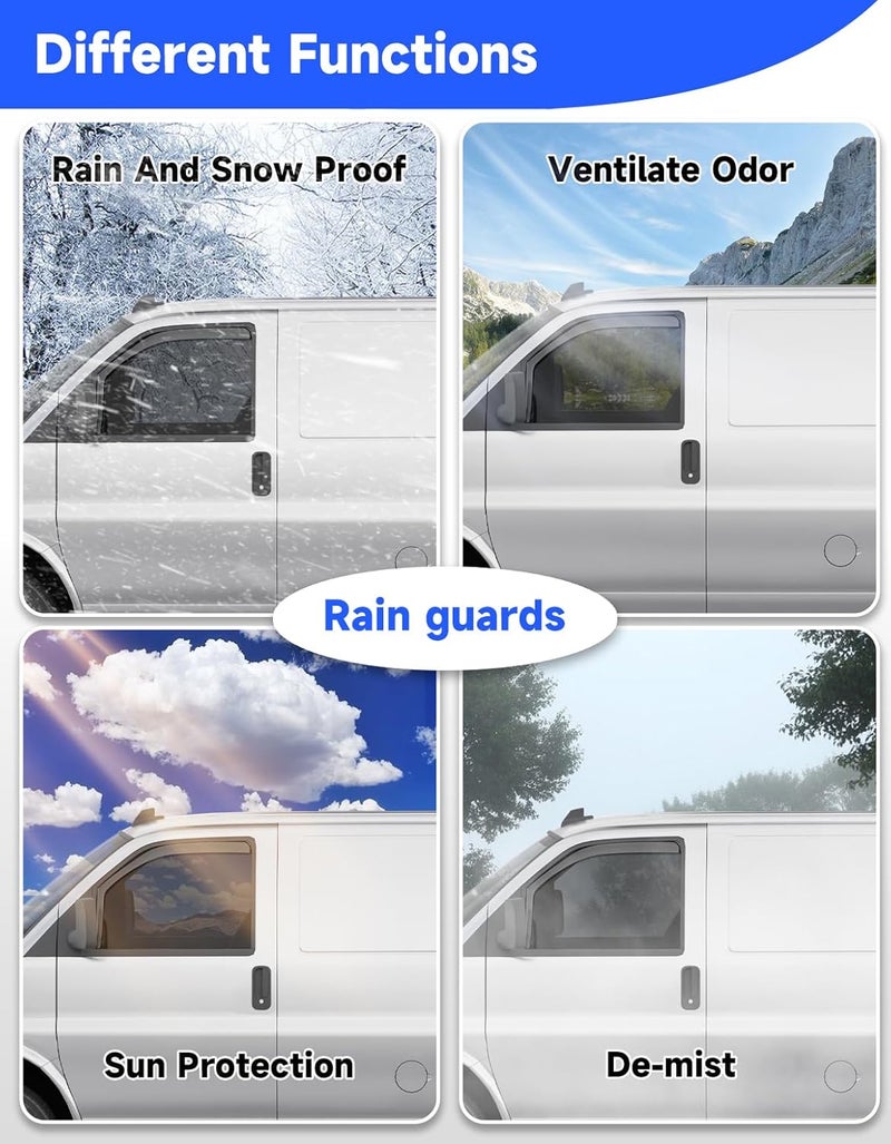 Breejoy in-Channel Rain Guards Fit for Chevy Express Van 1996-2026 & GMC Savana 1996-2026, Window Rain Guards Visors Vent Visors Window Deflector Vent Shades Car Accessories -2 pcs - Image 3
